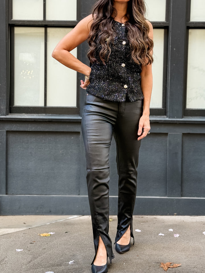 The Valentina Sequin Tweed Vest Top