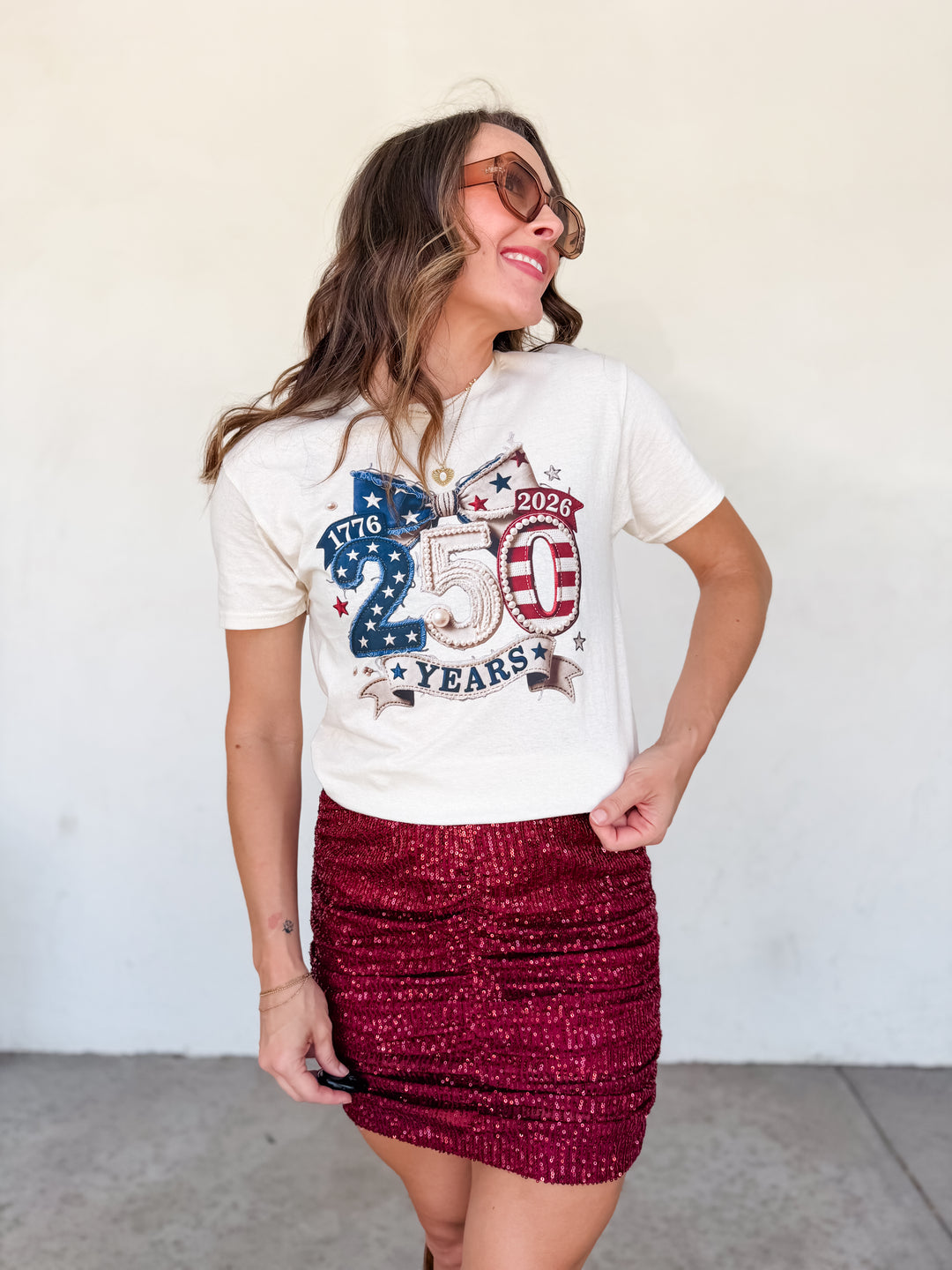 The Burgundy Sequined Mini Skirt
