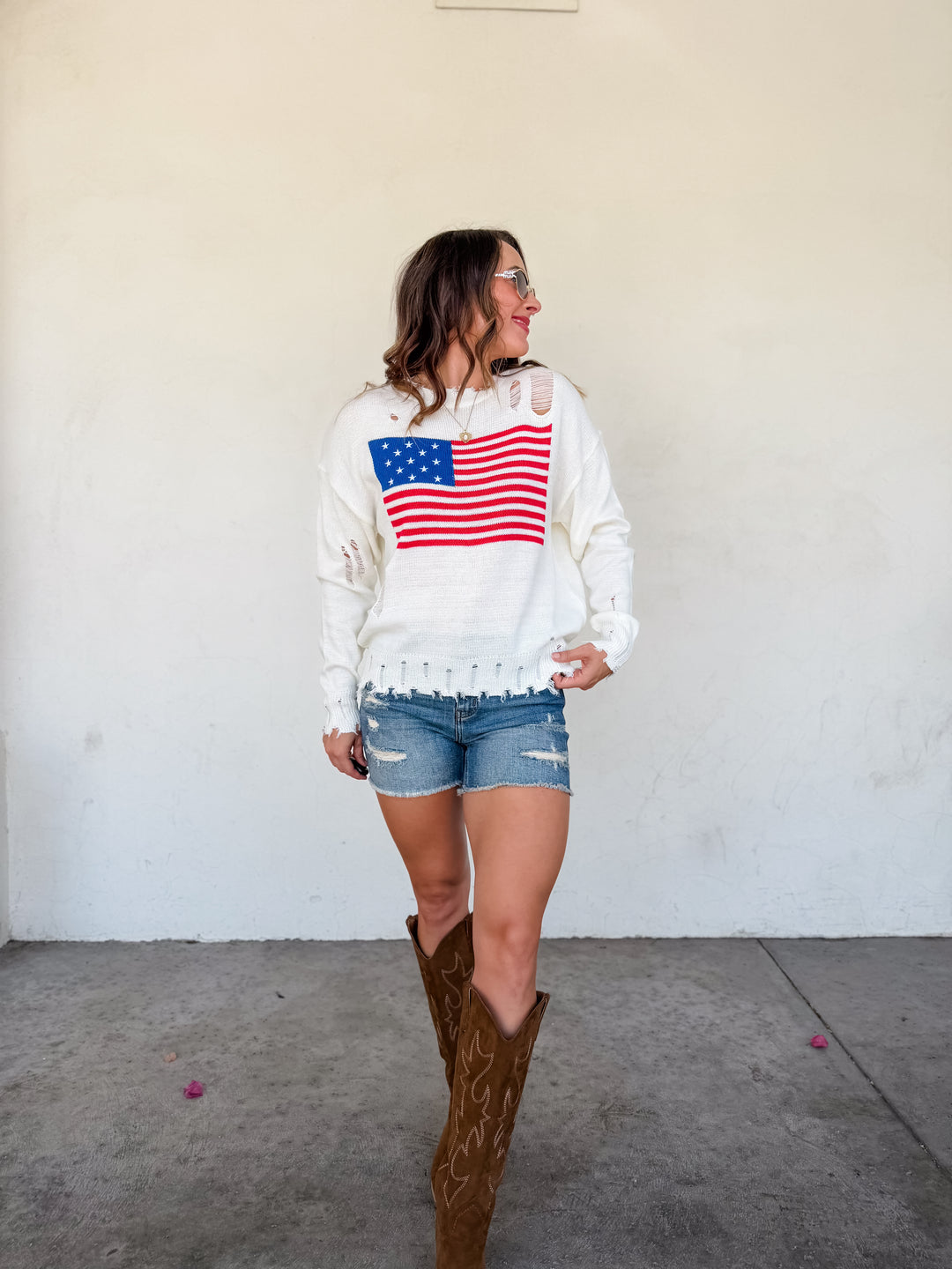 The American Flag Distressed Knit Sweater