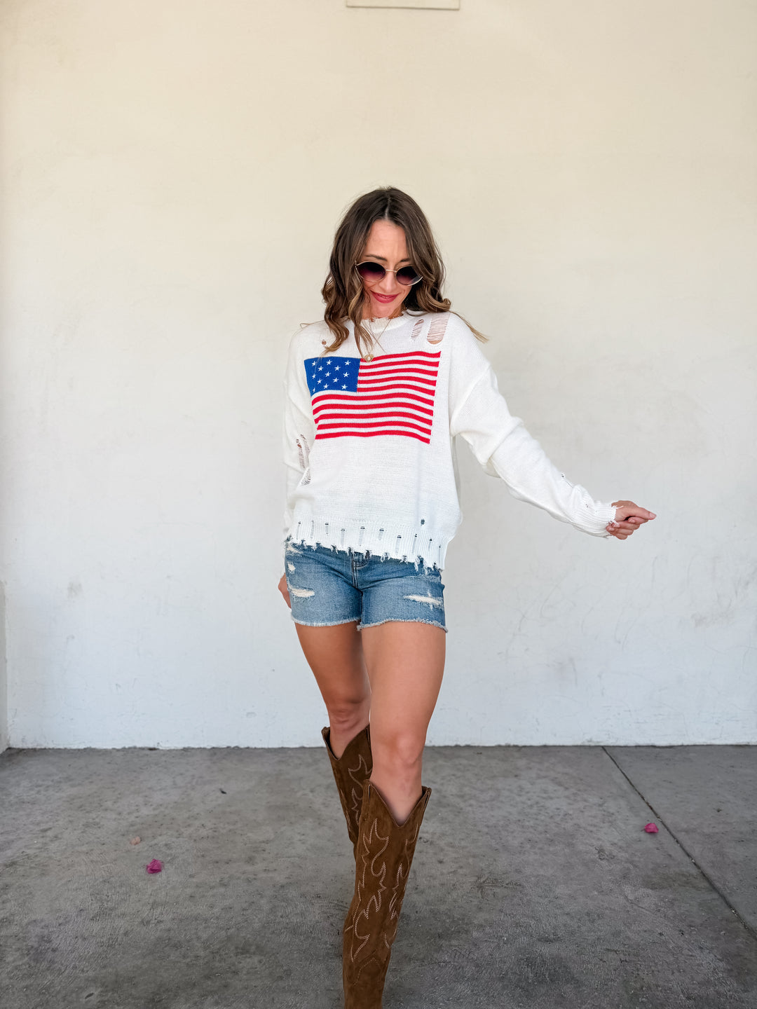The American Flag Distressed Knit Sweater