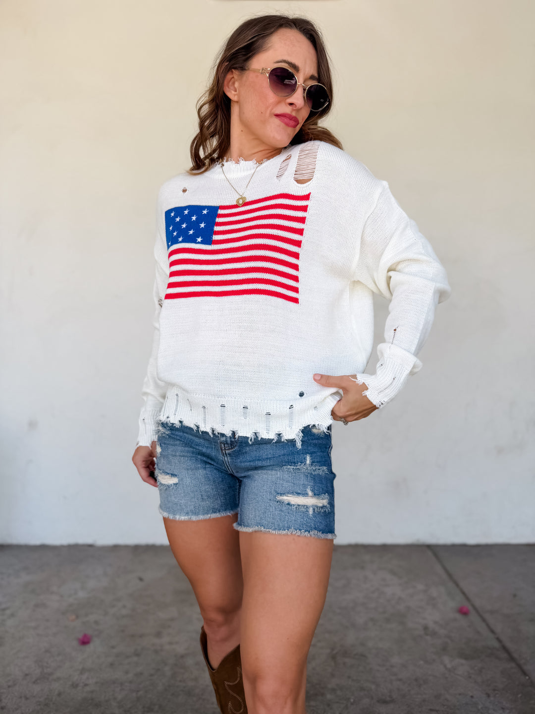 The American Flag Distressed Knit Sweater
