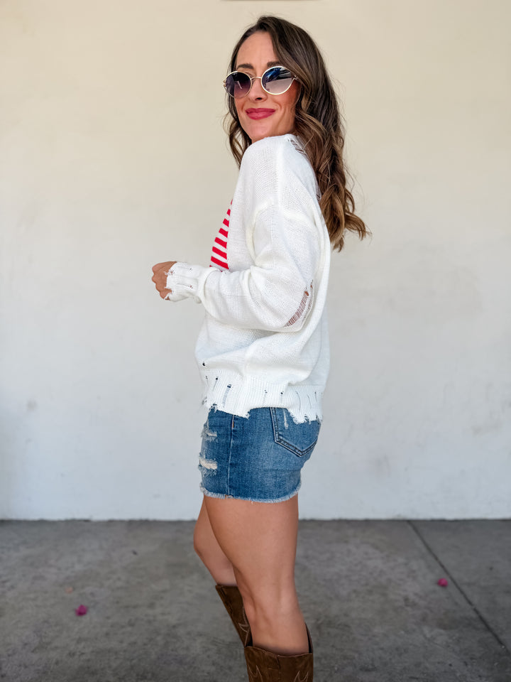 The American Flag Distressed Knit Sweater