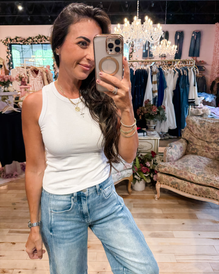 The Talia Ribbed Tank - White