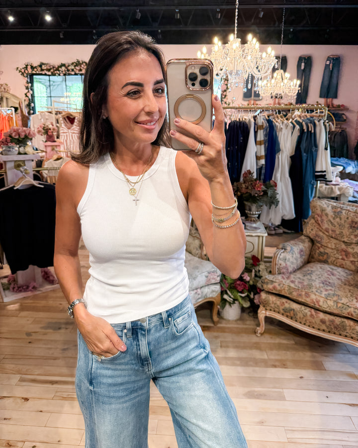 The Talia Ribbed Tank - White