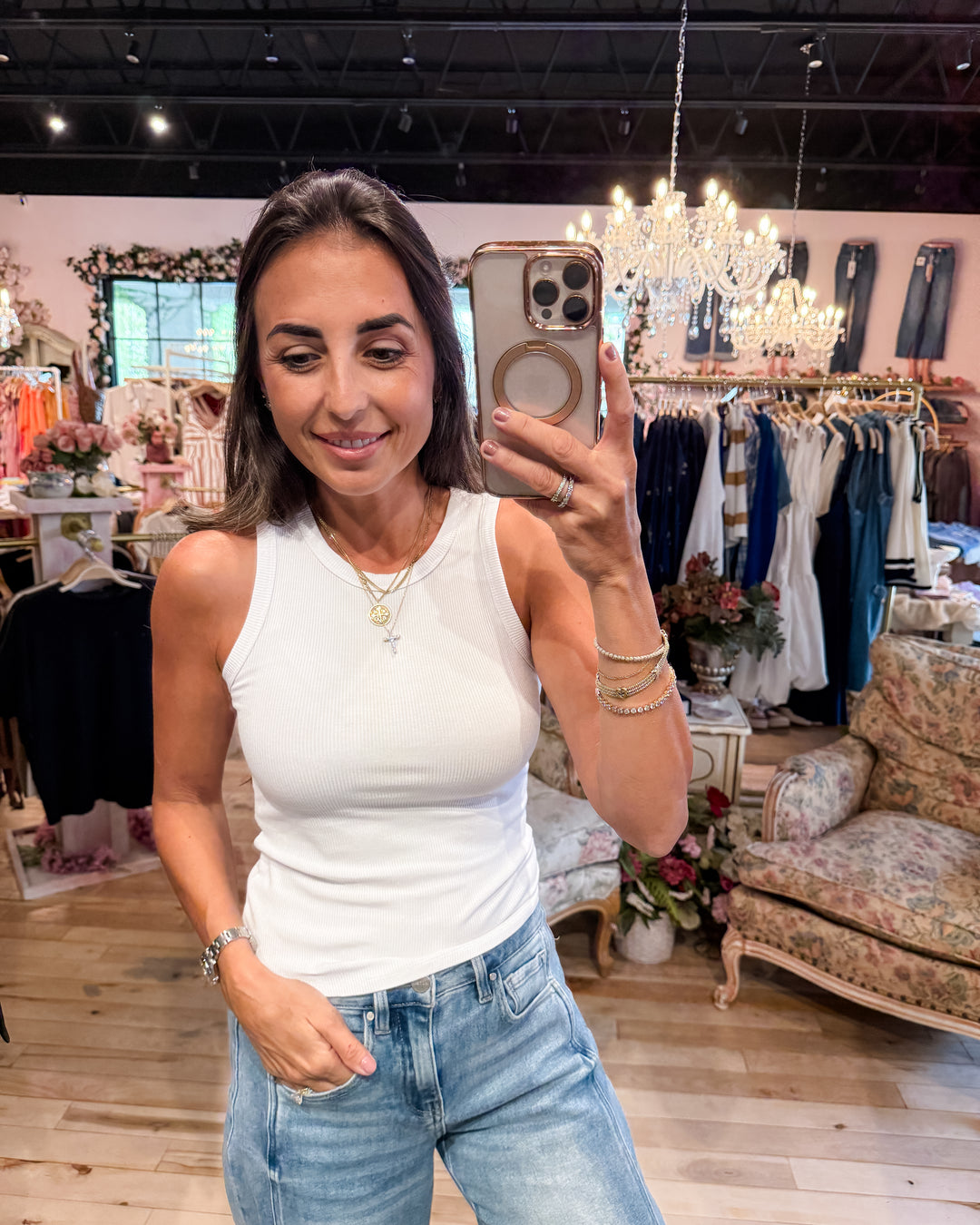 The Talia Ribbed Tank - White