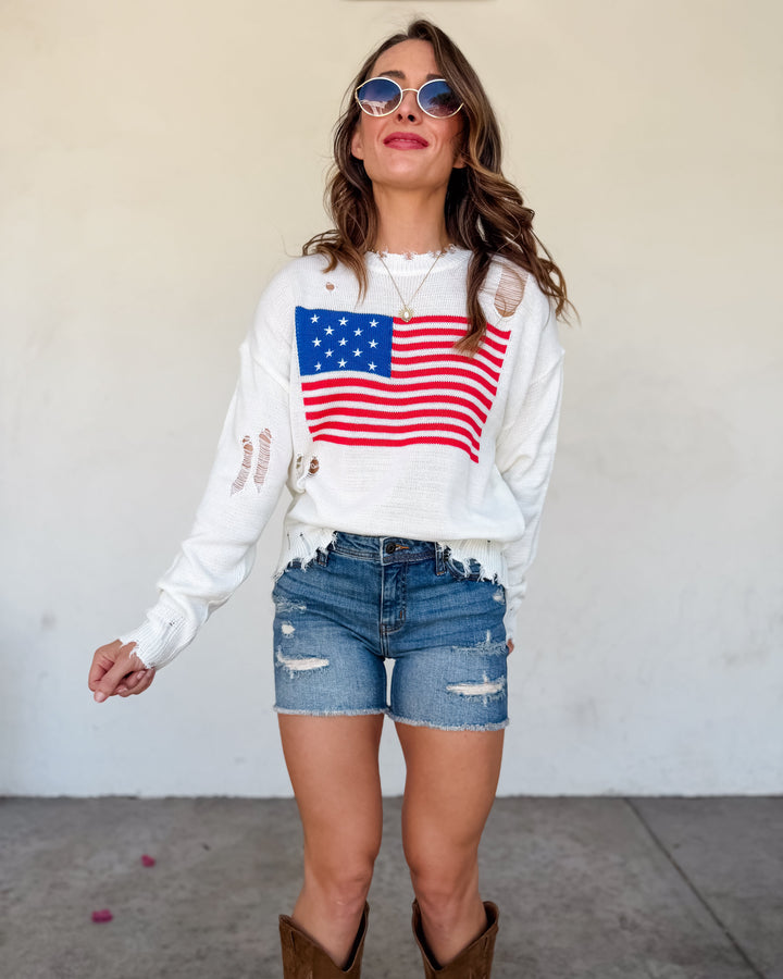 The American Flag Distressed Knit Sweater