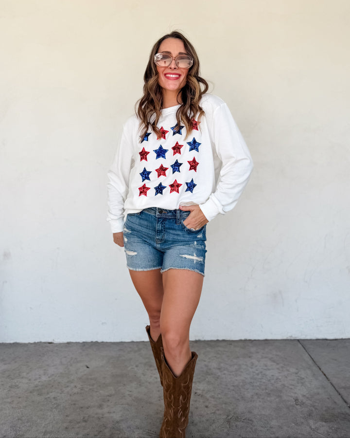 The Riley Mid Rise Thigh Denim Shorts by Eunina