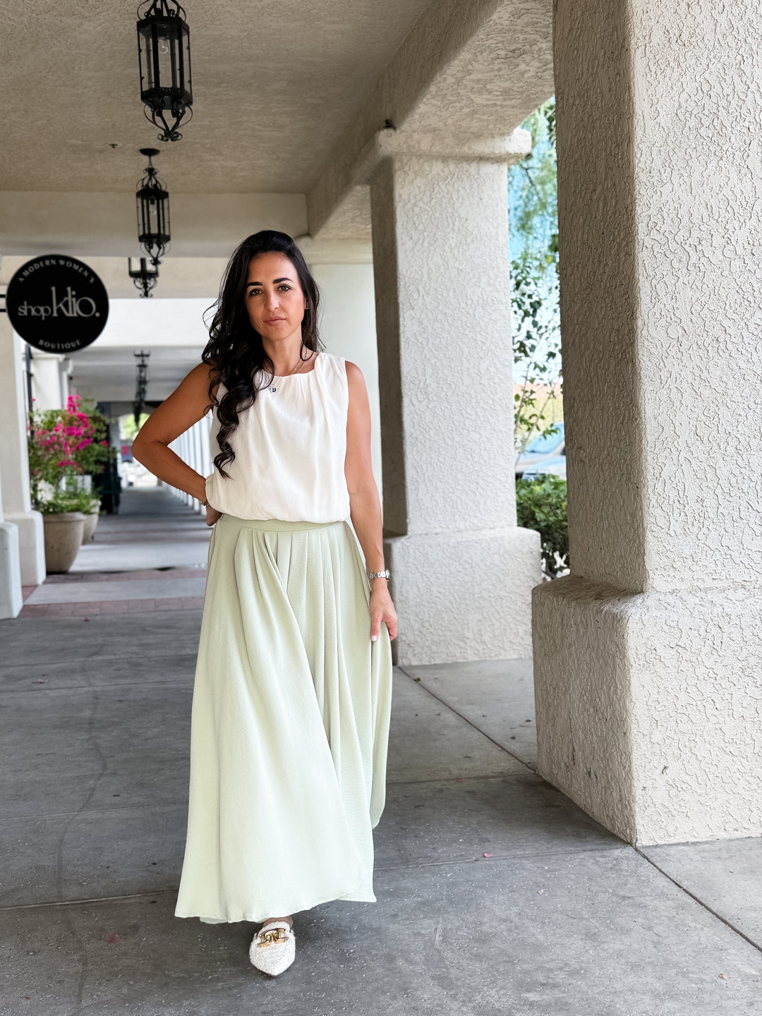 The Olivia Box Pleated Maxi Skirt