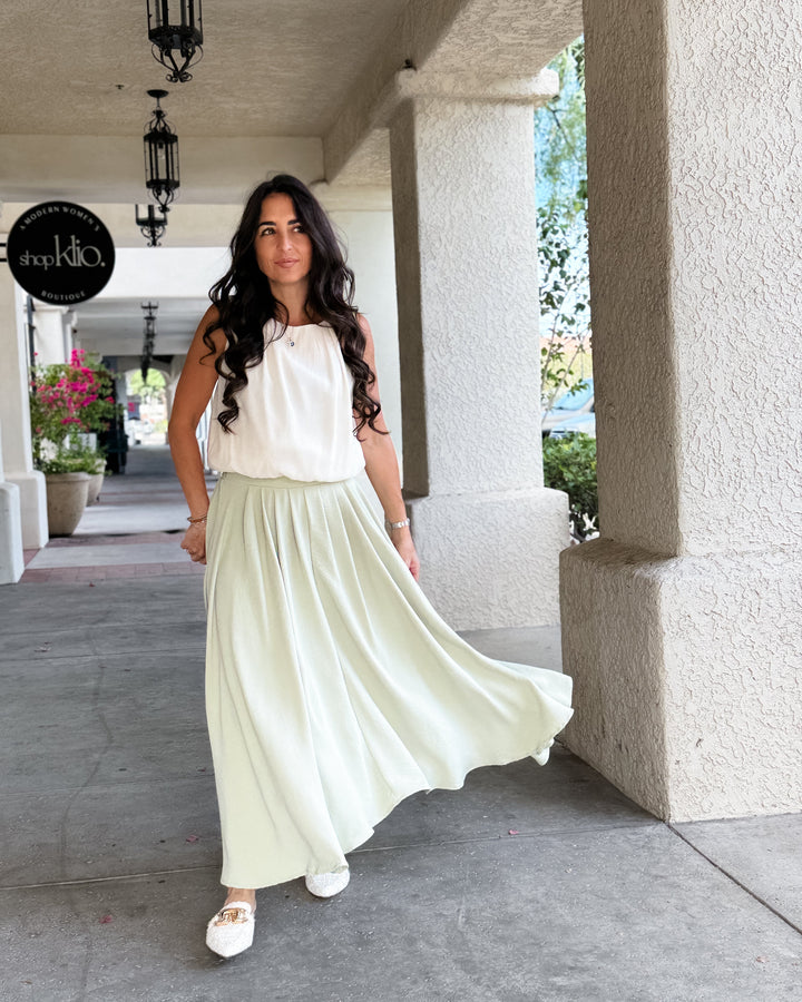 The Olivia Box Pleated Maxi Skirt