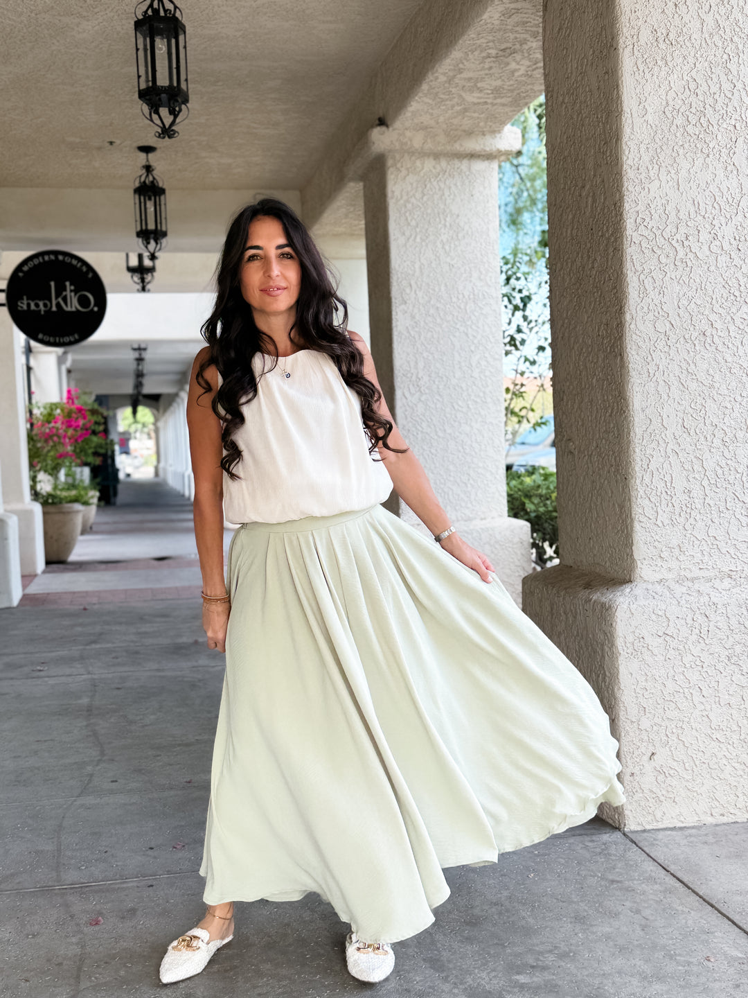 The Olivia Box Pleated Maxi Skirt