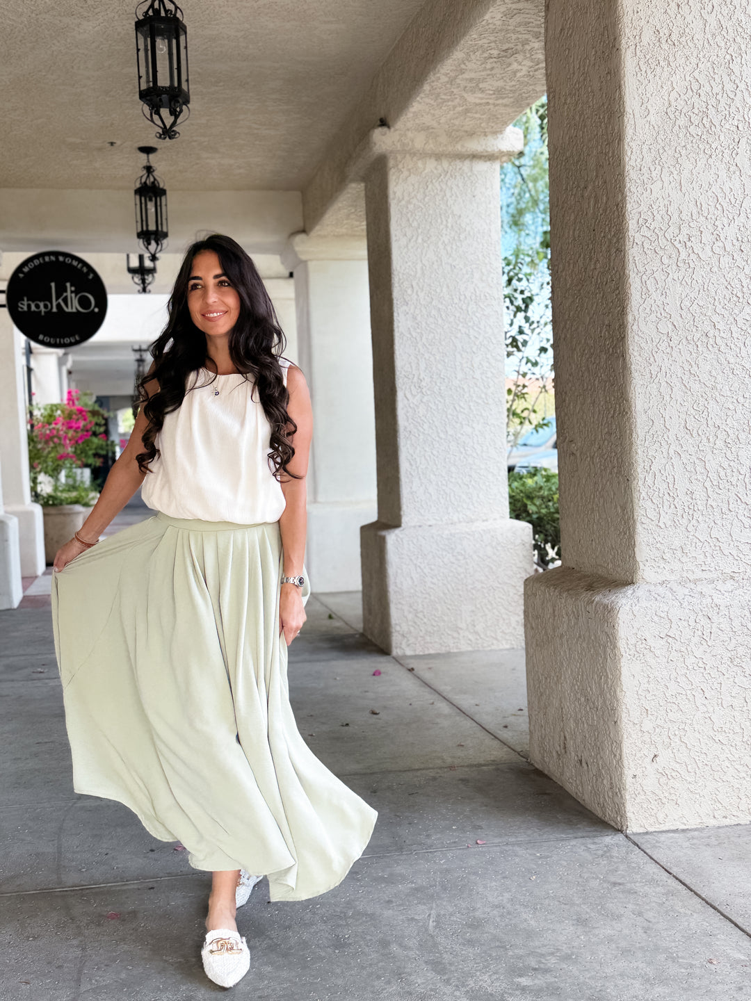 The Olivia Box Pleated Maxi Skirt
