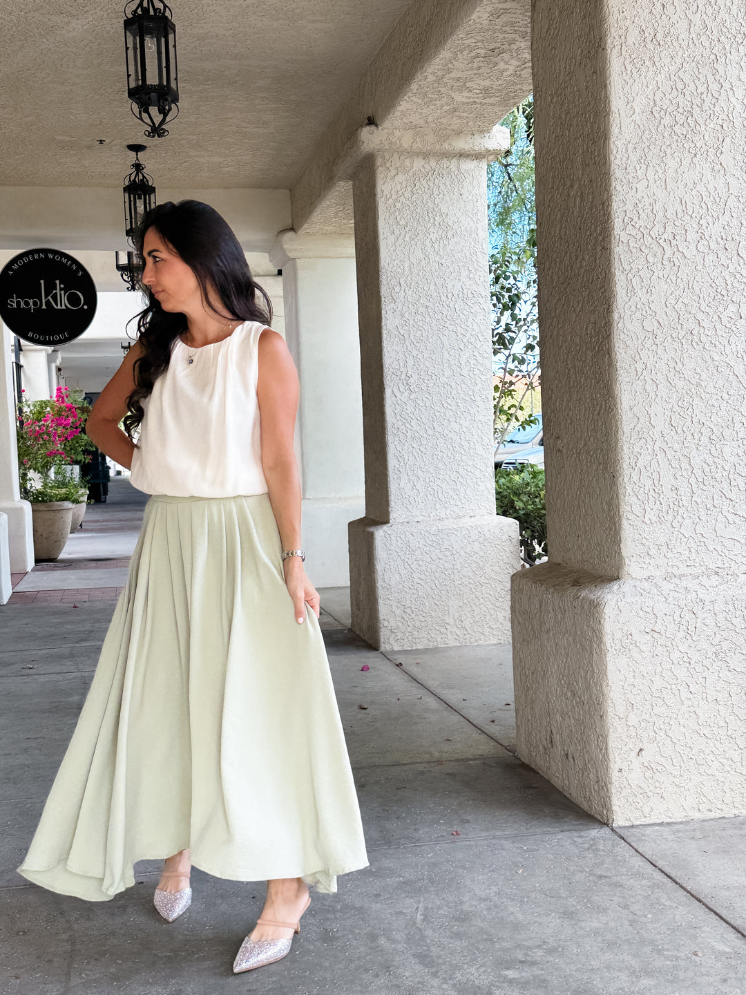 The Olivia Box Pleated Maxi Skirt