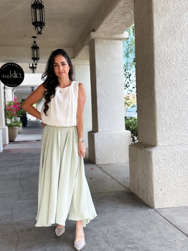 The Olivia Box Pleated Maxi Skirt