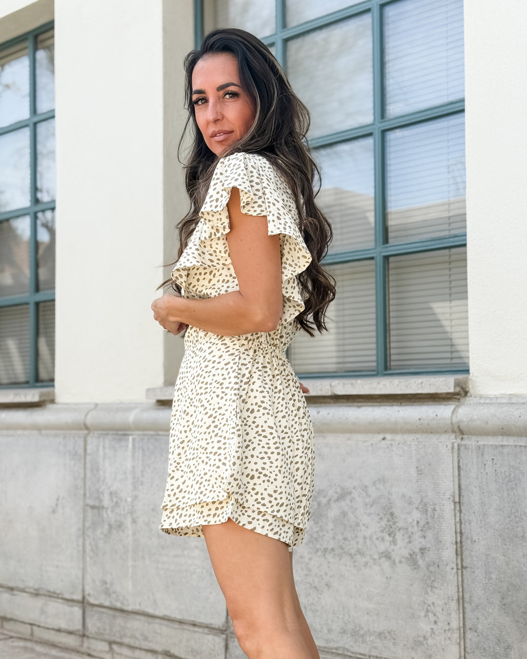 The Willow Leopard Ruffle Romper