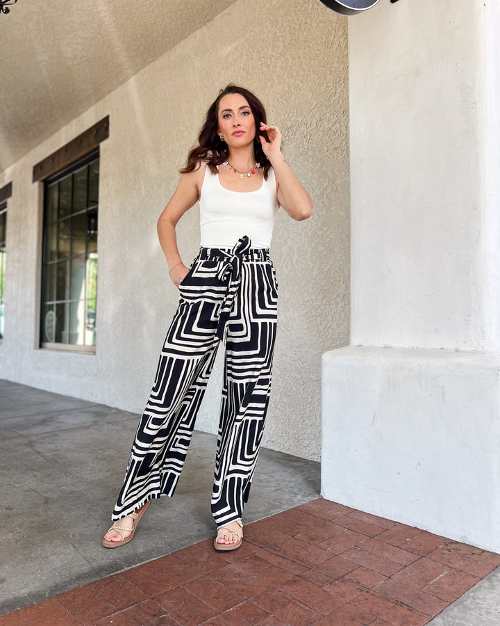The Sarah Geometric Pants - Black