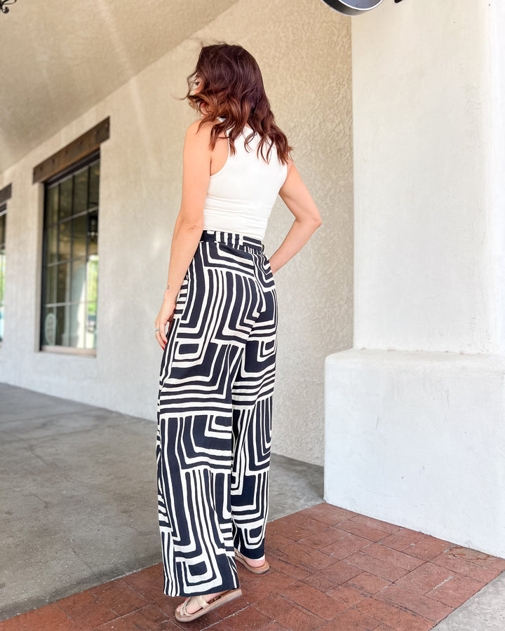The Sarah Geometric Pants - Black