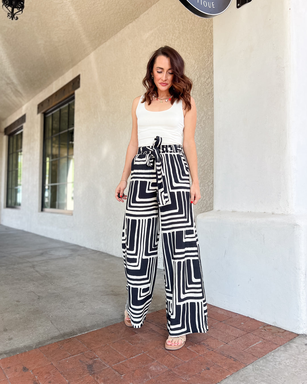 The Sarah Geometric Pants - Black