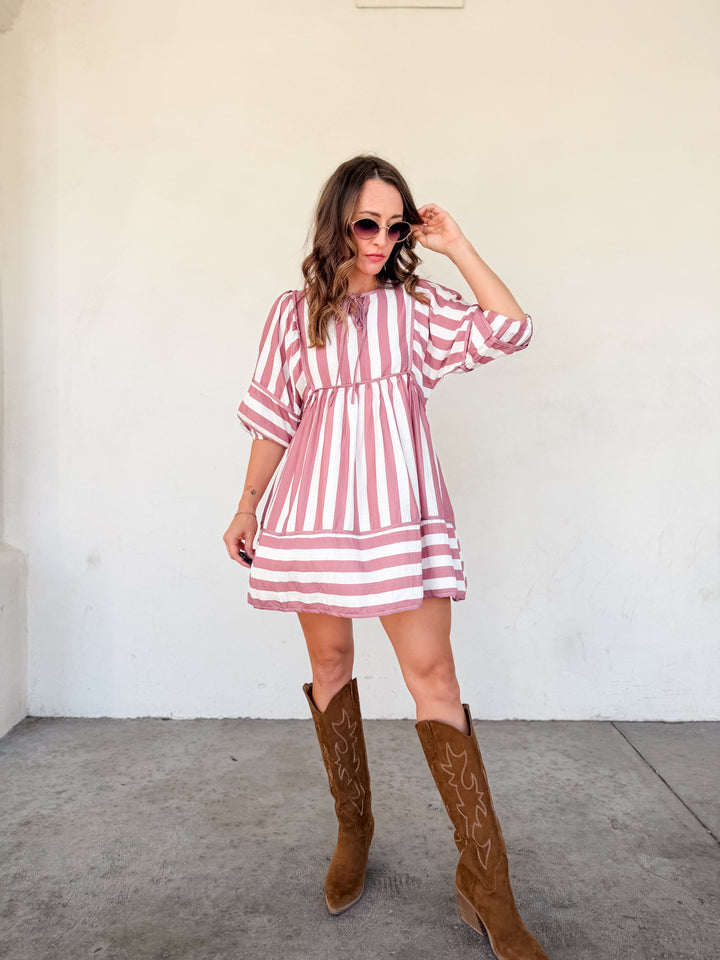 The Sultry Ruched Midi Dress - Mauve