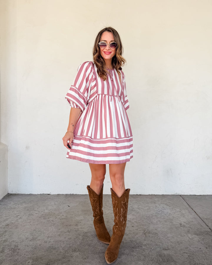 The Sultry Ruched Midi Dress - Mauve