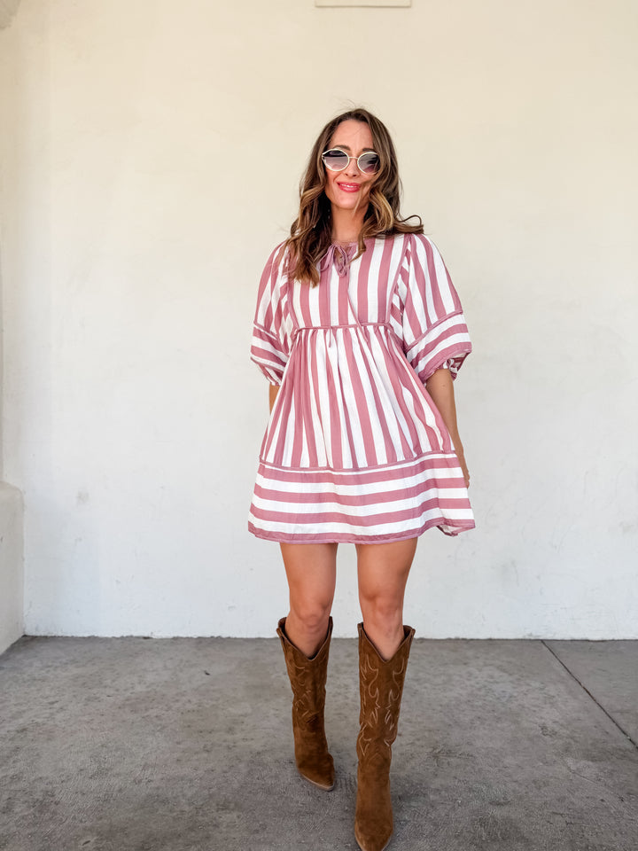 The Sultry Ruched Midi Dress - Mauve