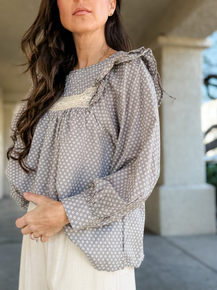 The Caroline Lace Trim Smock Blouse
