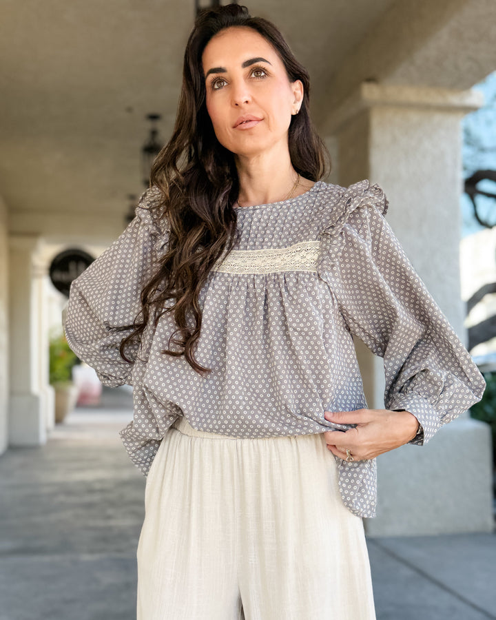 The Caroline Lace Trim Smock Blouse