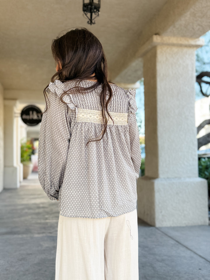 The Caroline Lace Trim Smock Blouse