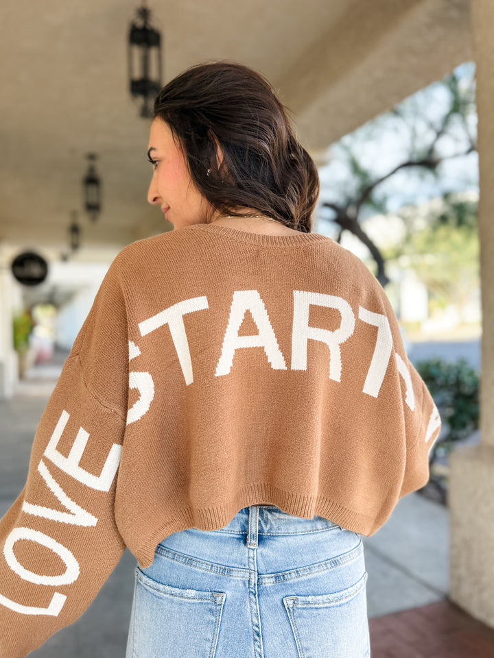 The Love Starts Within Sweater - Mocha
