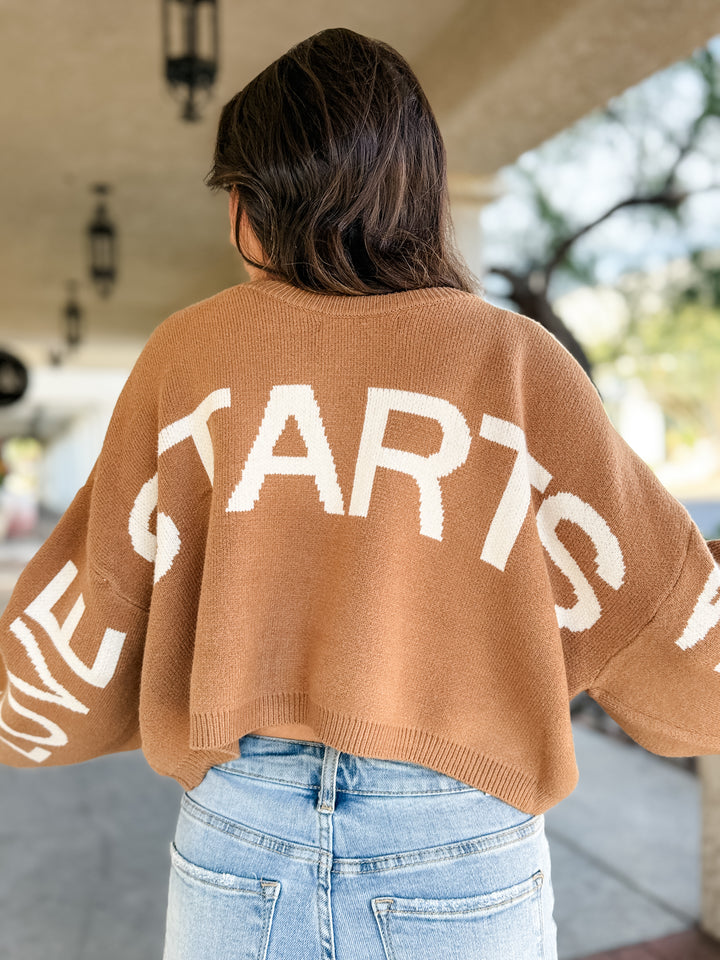 The Love Starts Within Sweater - Mocha