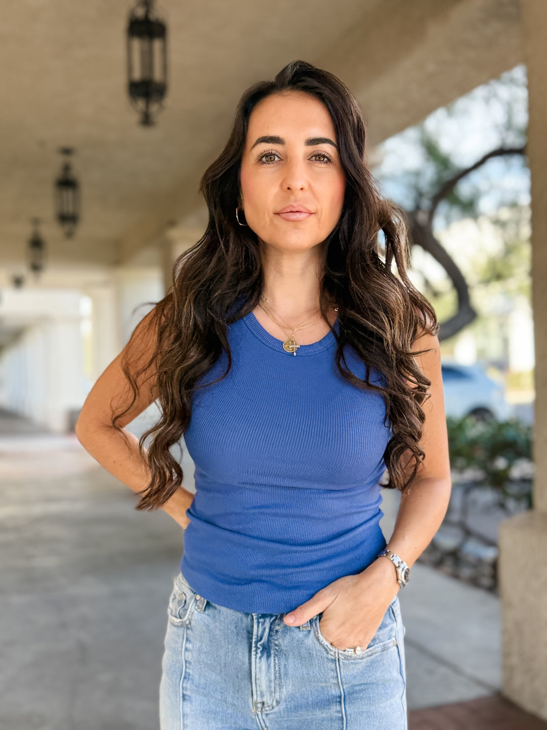 The Talia Tank - Denim Blue