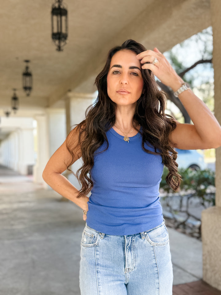 The Talia Tank - Denim Blue