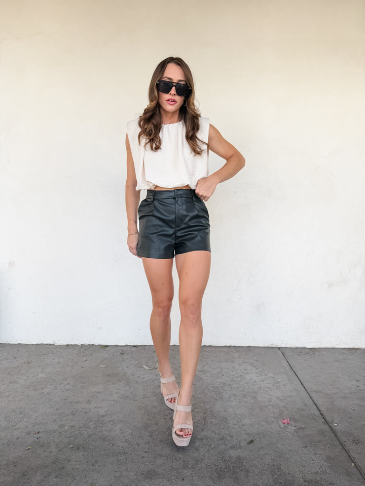 The Elodie Cropped Balloon Top - Natural
