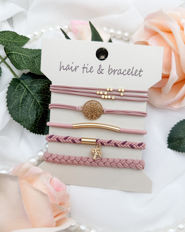 The Boho Charm Hair Tie & Bracelet Set