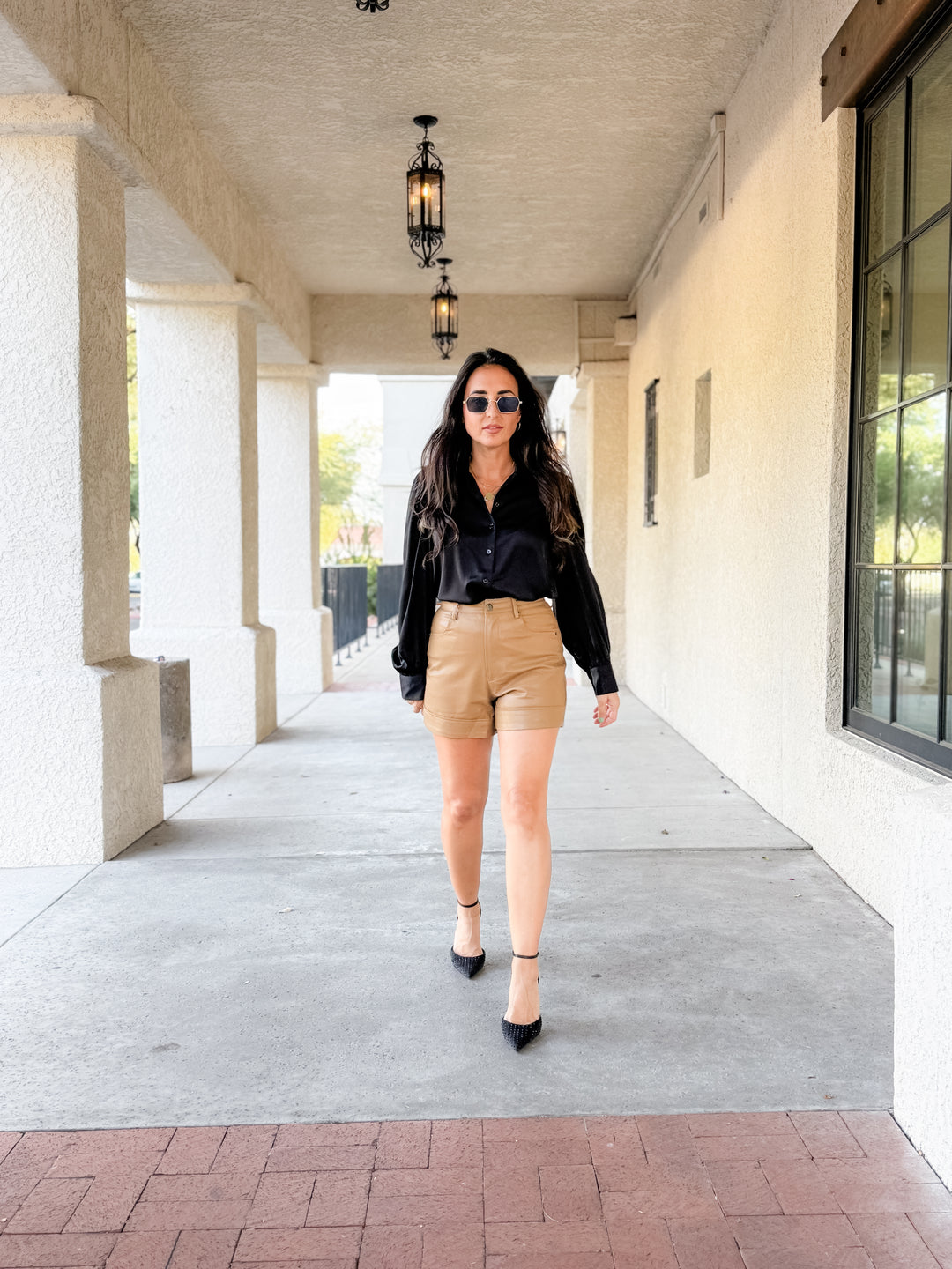 The Emery Vegan Leather Shorts