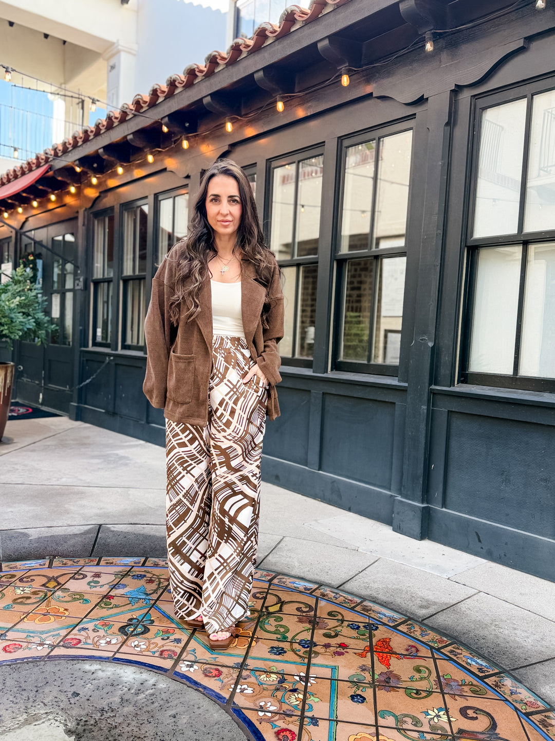 The Jennie Abstract Satin Wide Leg Pants