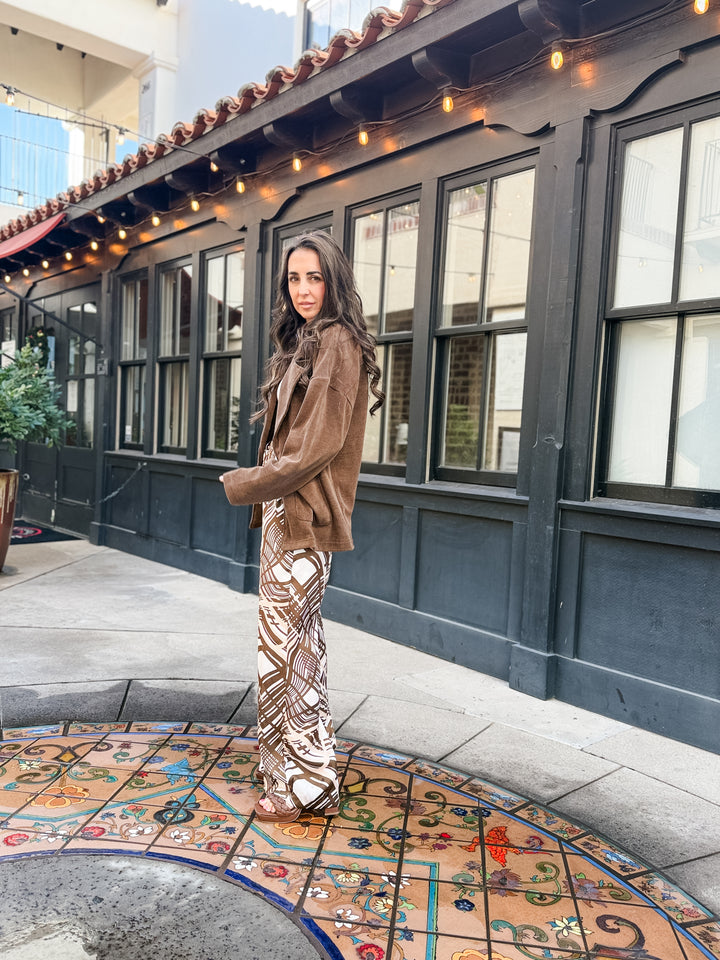 The Jennie Abstract Satin Wide Leg Pants