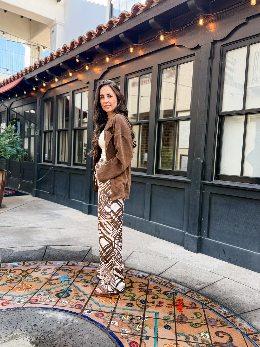 The Jennie Abstract Satin Wide Leg Pants