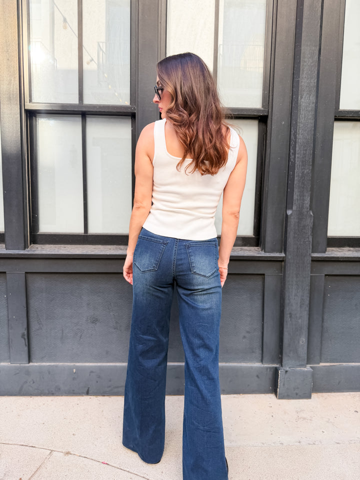 The Button Front Ribbed Vest with Button Detail