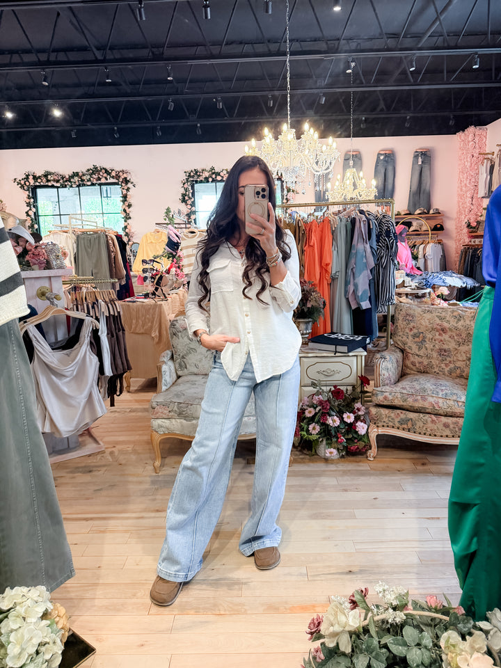 The Elissa High Waist Wide Leg Detailed Jeans by Risen