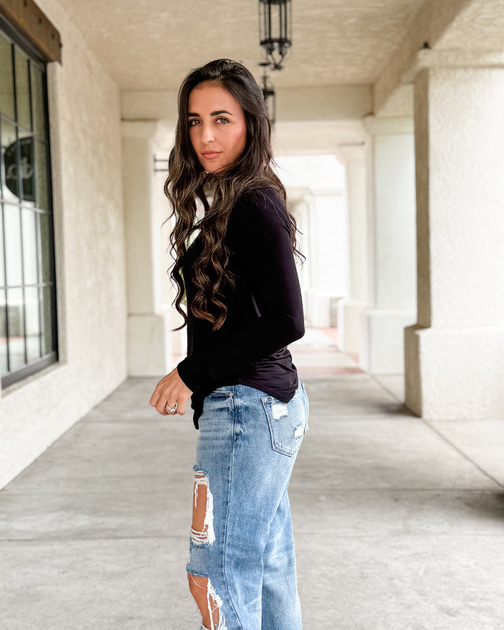 The Natalie Long Sleeve Top - Black