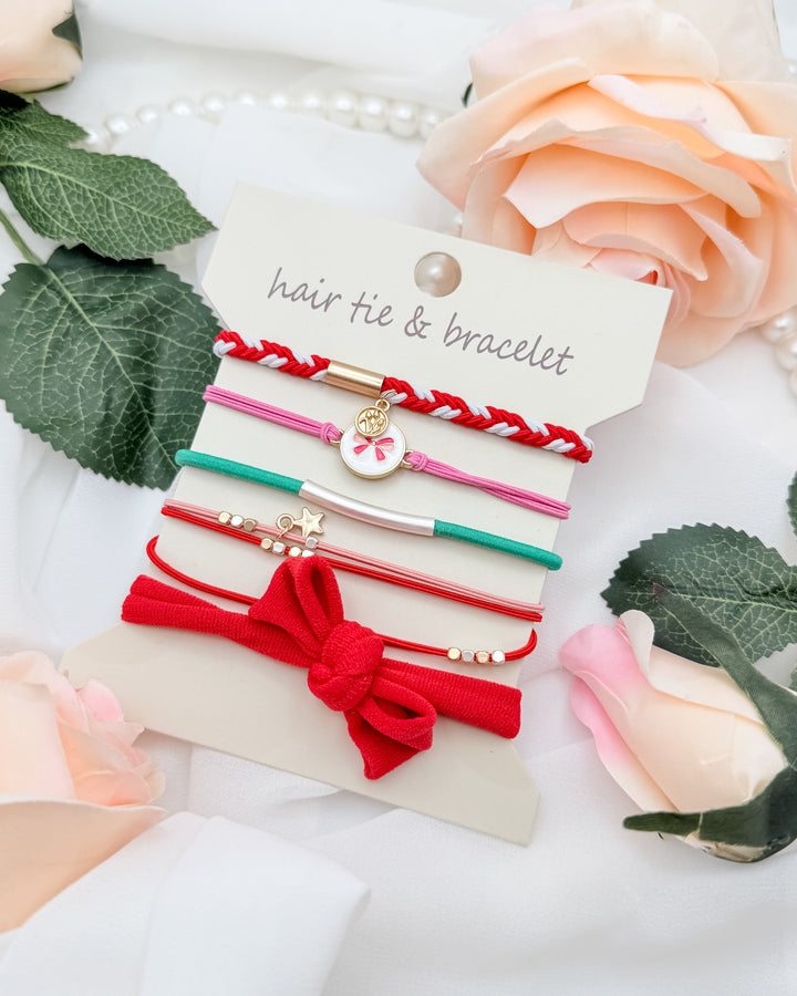 The Boho Bow Hair Bracelet Set