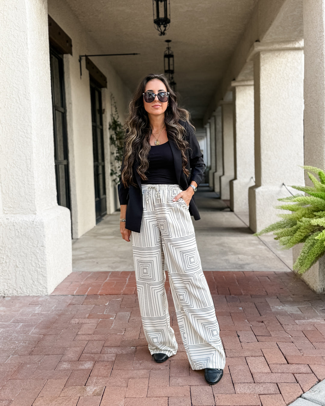The Sarah Printed Wide Leg Drawstring Pants