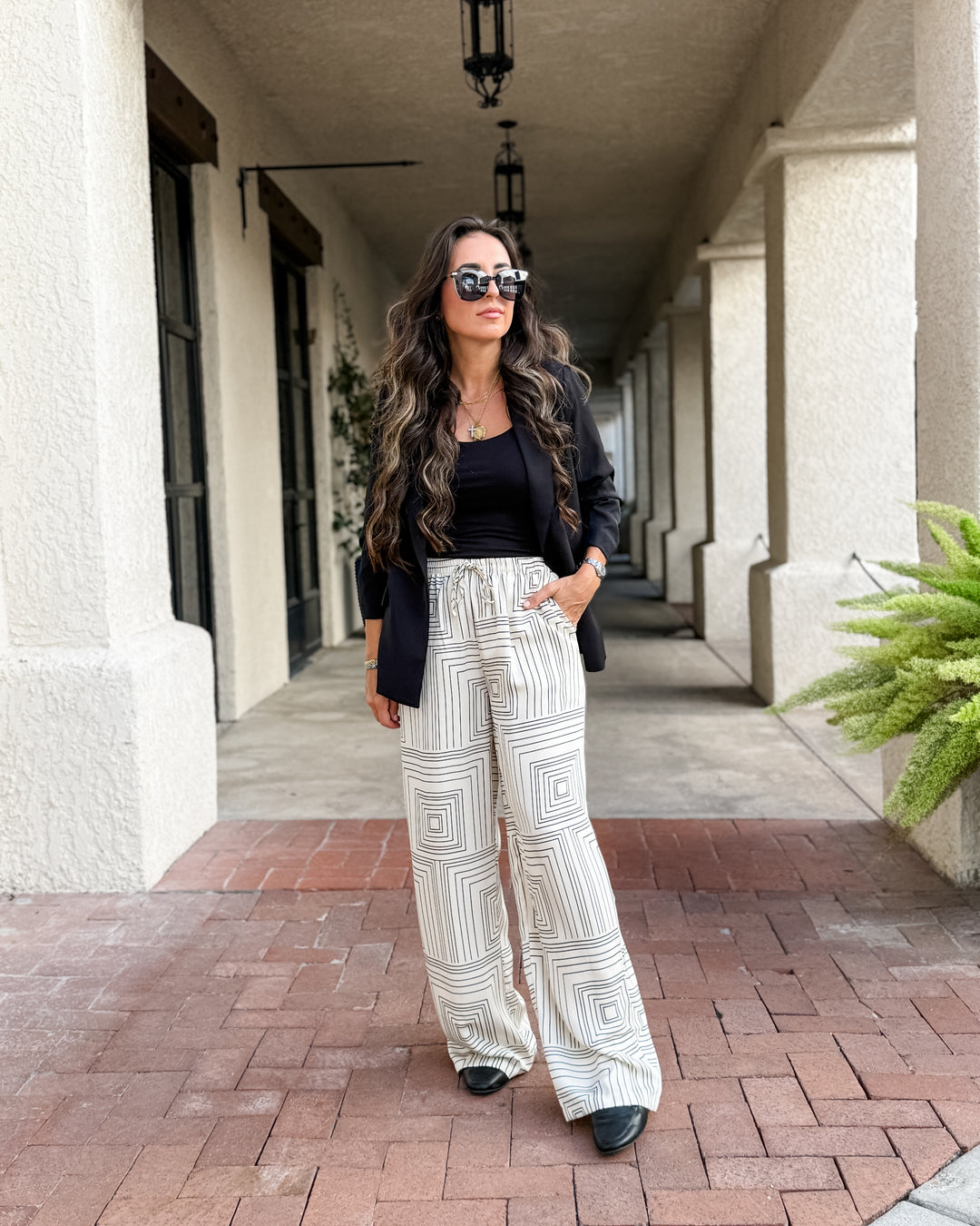 The Sarah Printed Wide Leg Drawstring Pants