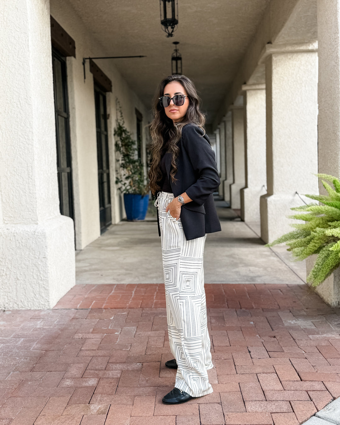 The Sarah Printed Wide Leg Drawstring Pants