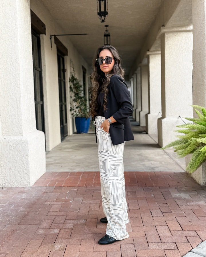 The Sarah Printed Wide Leg Drawstring Pants