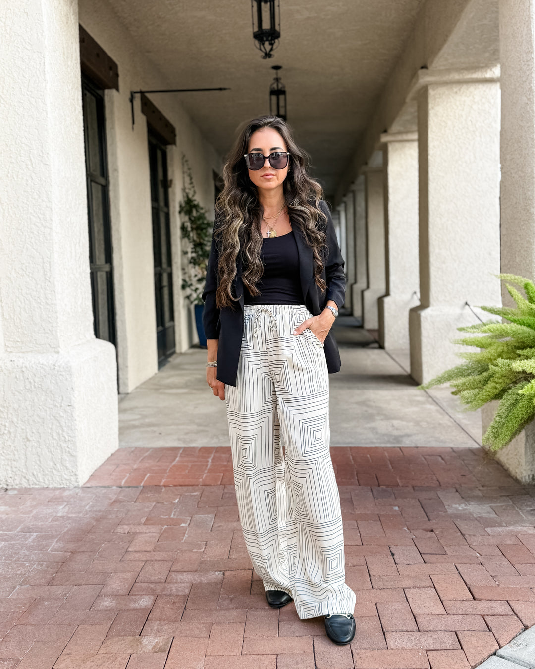 The Sarah Printed Wide Leg Drawstring Pants