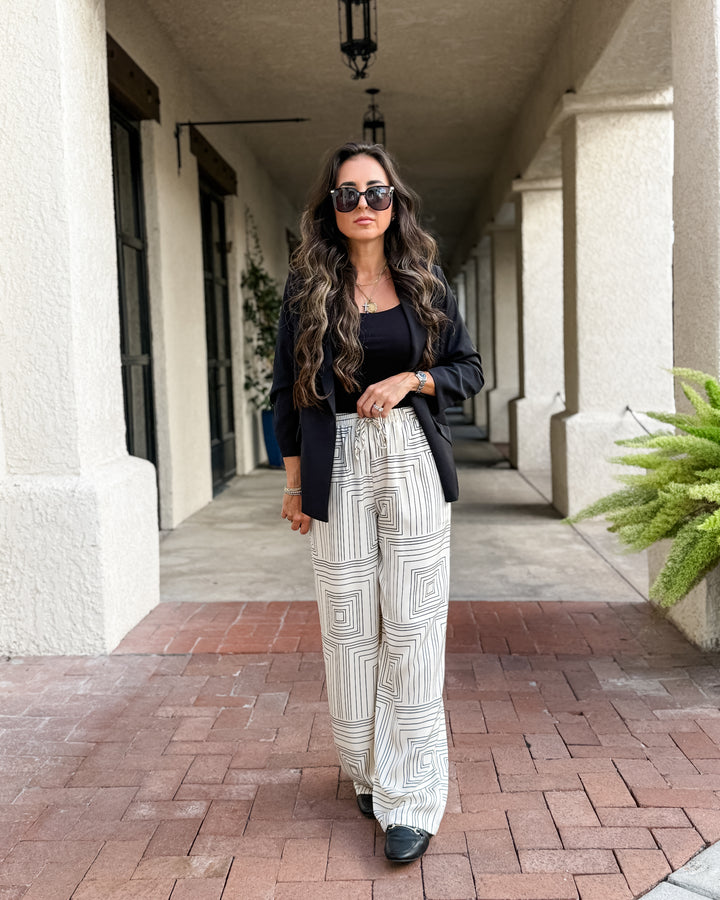 The Sarah Printed Wide Leg Drawstring Pants