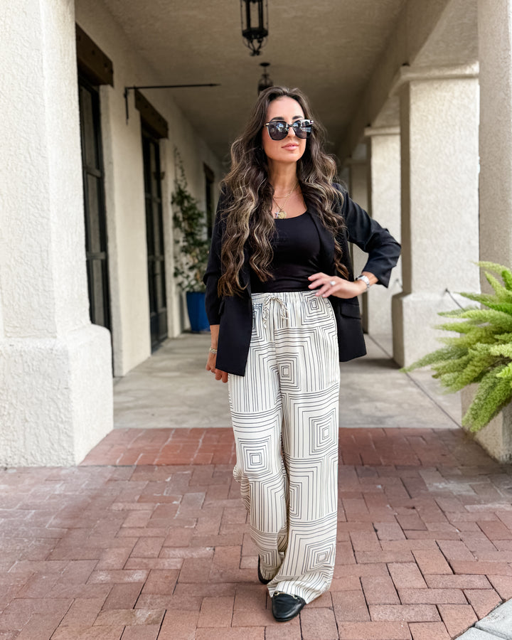 The Sarah Printed Wide Leg Drawstring Pants