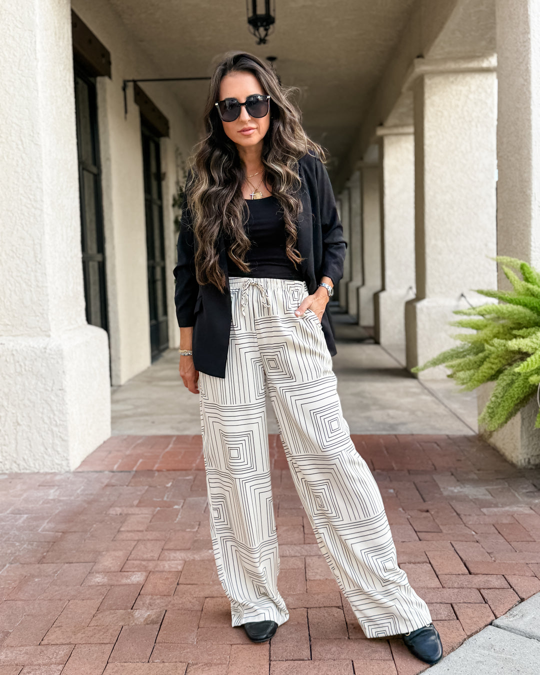 The Sarah Printed Wide Leg Drawstring Pants