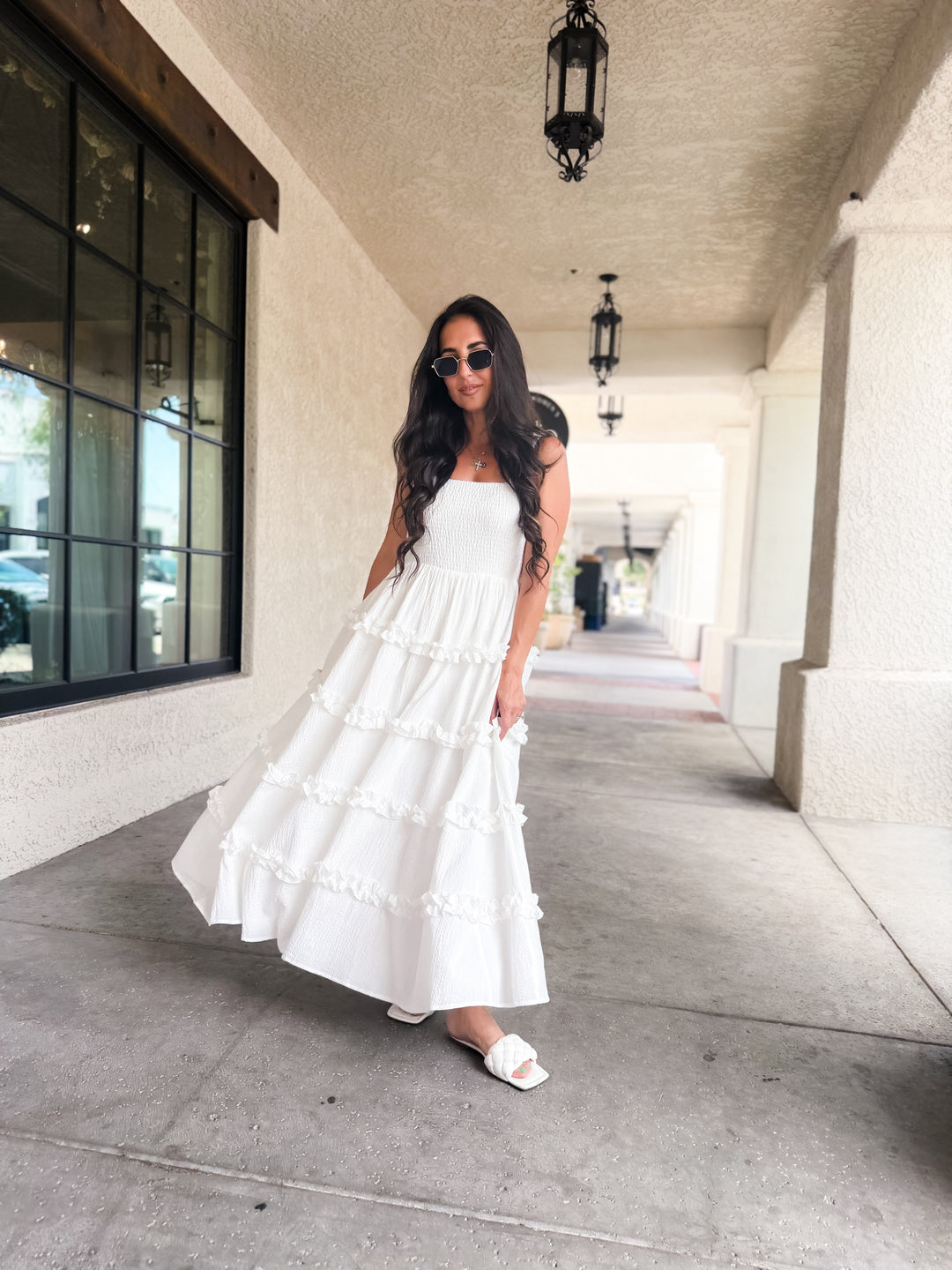 The Jani Smocked Tiered Maxi Dress